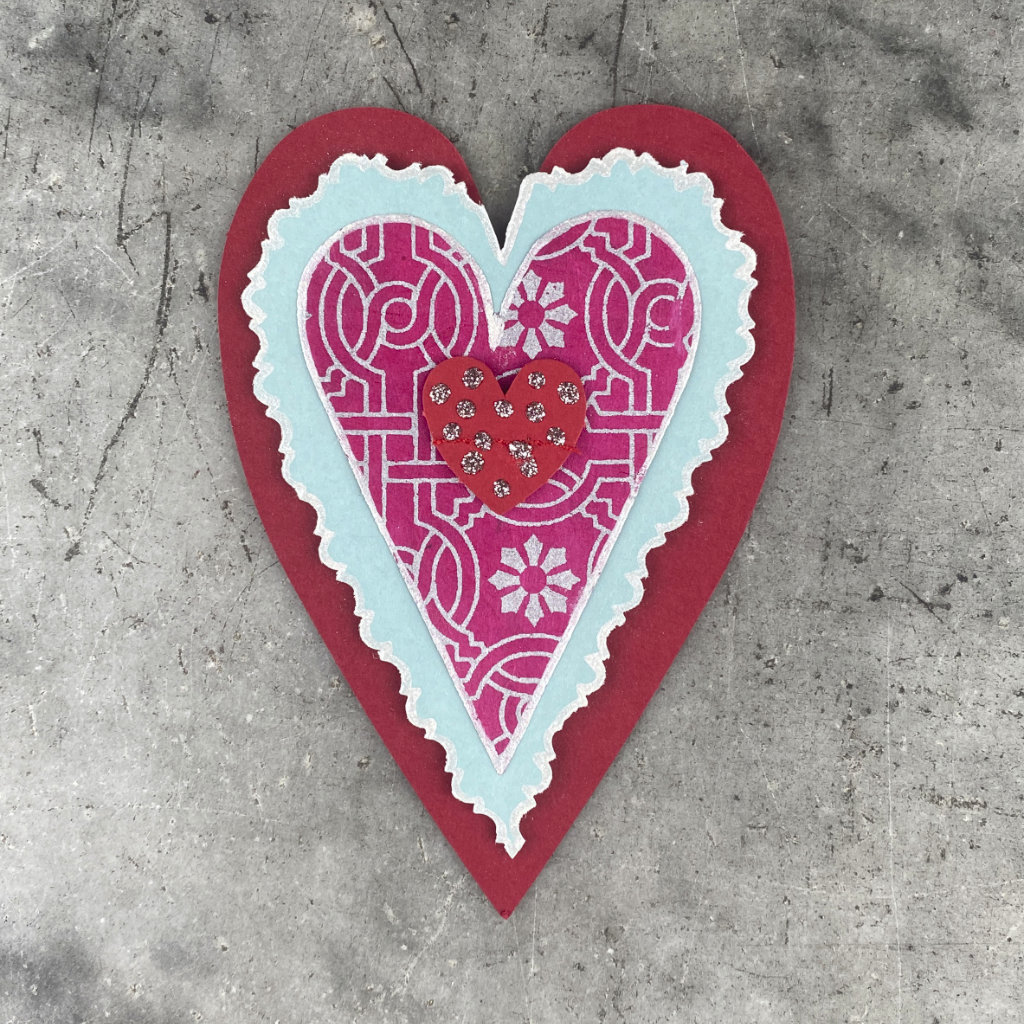 Mixed media Valentine Heart by Nan Kirby